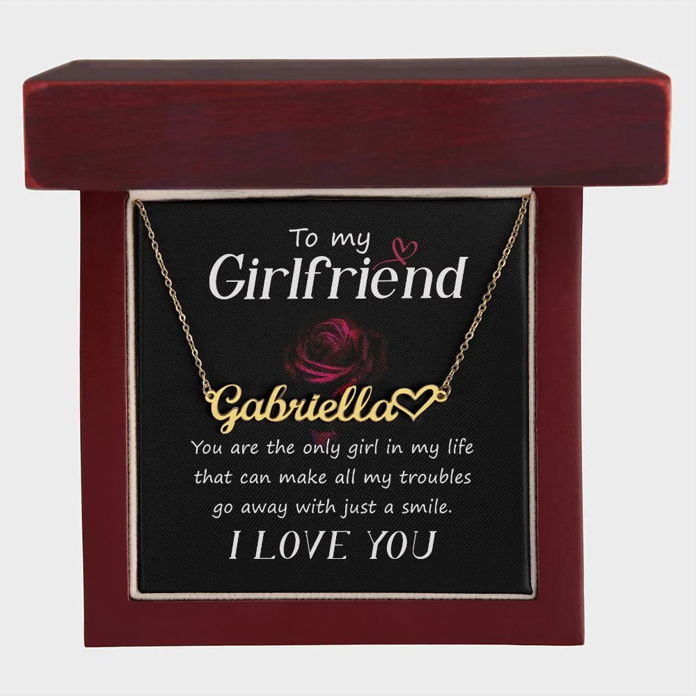 To My Girlfriend You Are Personalized Gold Tone Heart Name Necklace Custom G